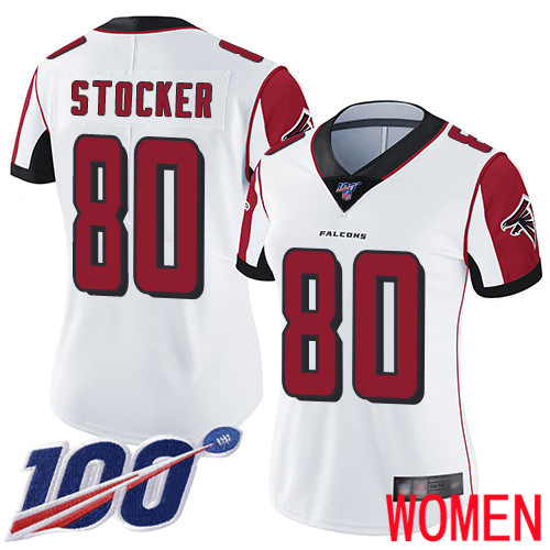 Atlanta Falcons Limited White Women Luke Stocker Road Jersey NFL Football #80 100th Season Vapor Untouchable